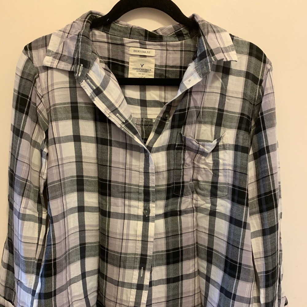 Hollister Oversized Grey Plaid Shirt